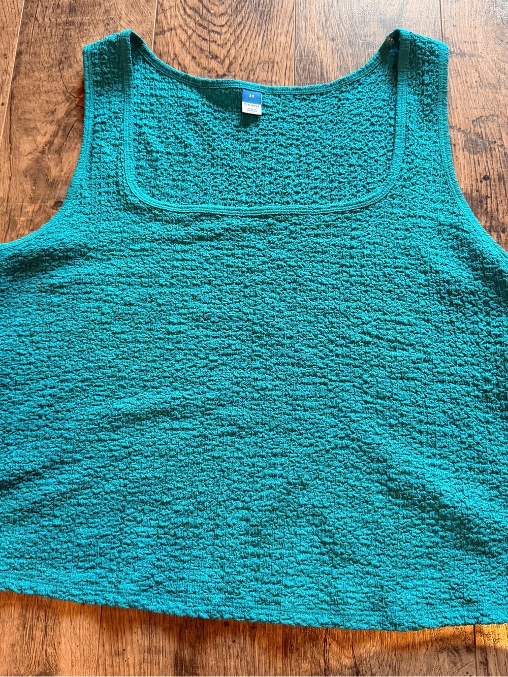 Old Navy Teal Textured Square-Neck Tank